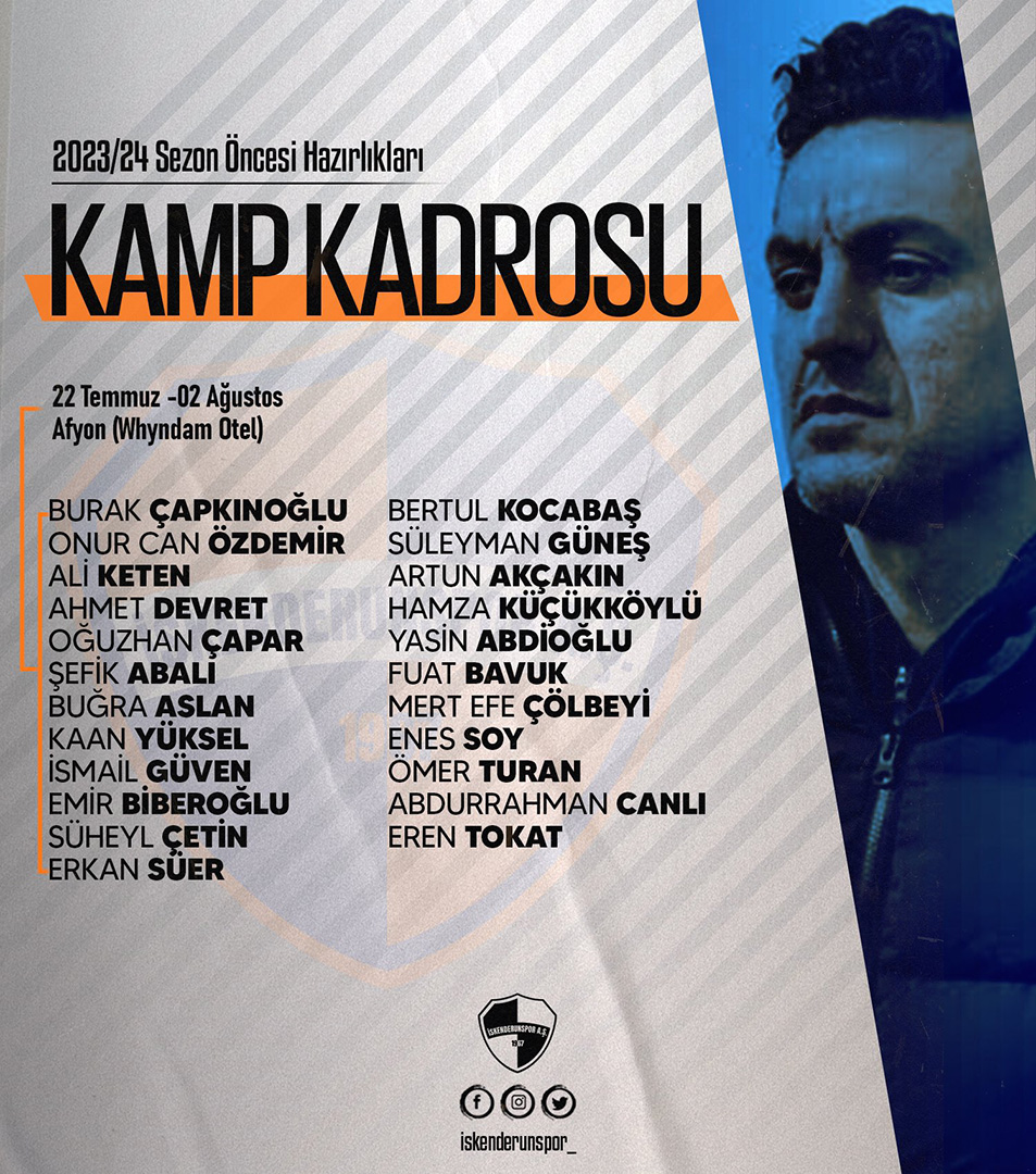 İskenderunspor'umuzun Kamp Kadrosu Belli Oldu