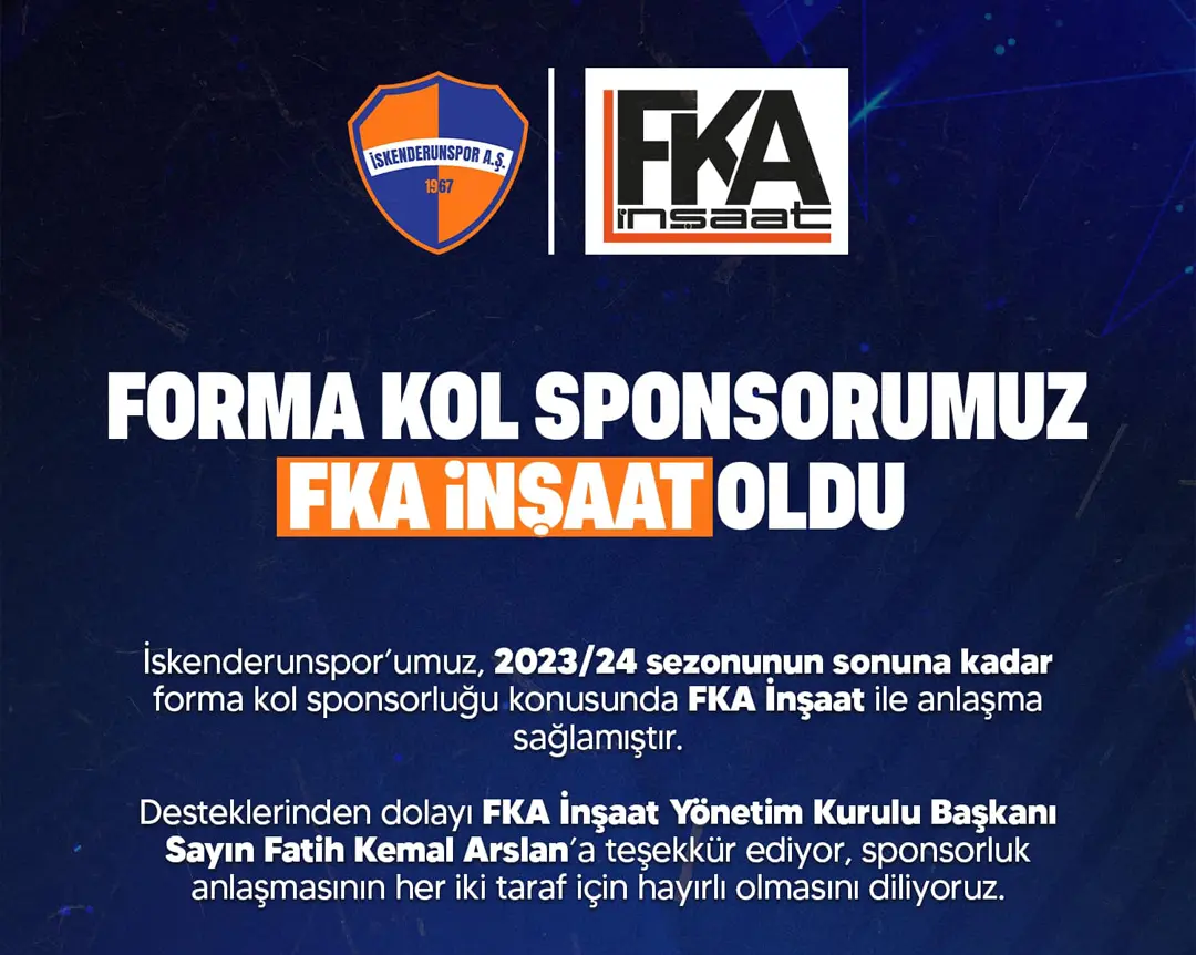 Forma Kol Sponsorumuz FKA İnşaat Oldu